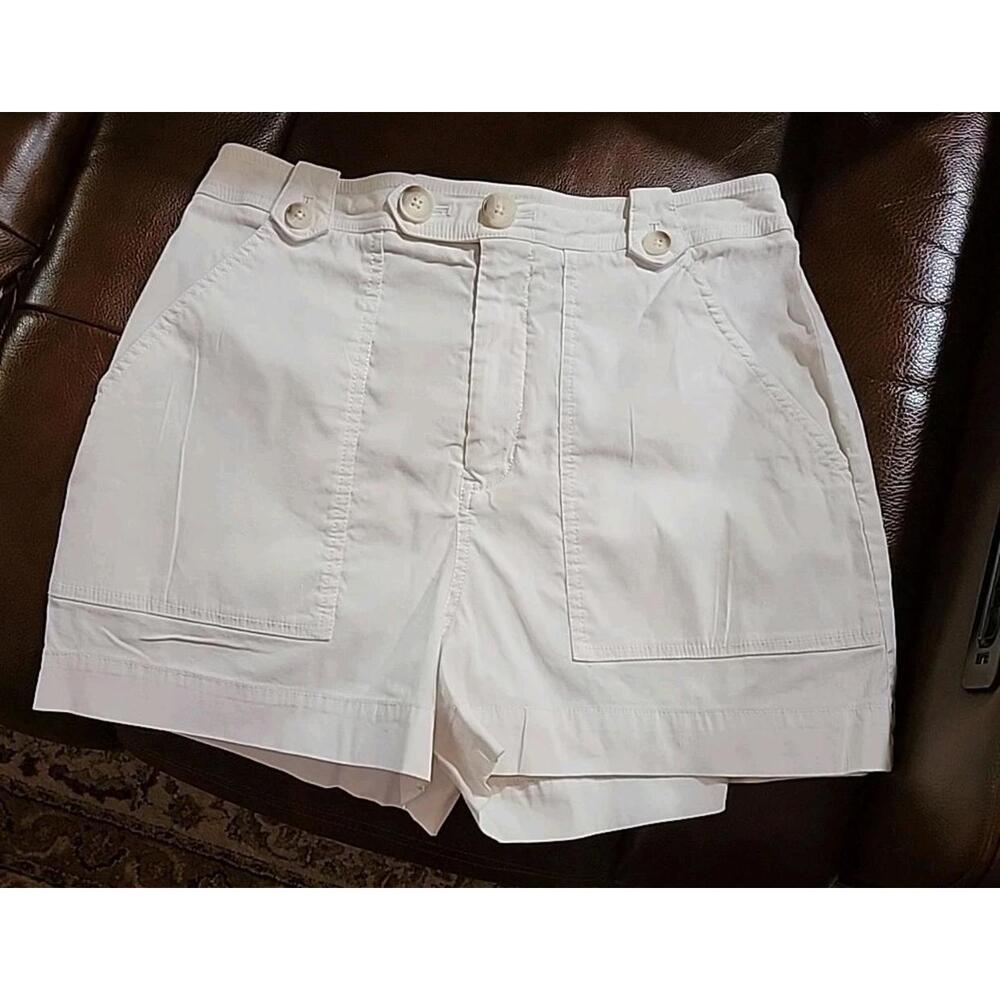 Maeve Sailor By Anthropologie White Chino Shorts Pockets Size 10 Womens #CB3 - Picture 4 of 15